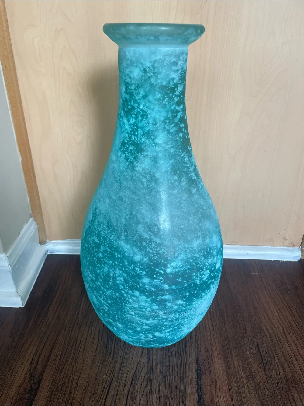 HandMade READ Vidrios San Miguel 100% Recycled Glass 16” Vase Made In Spain Aqua